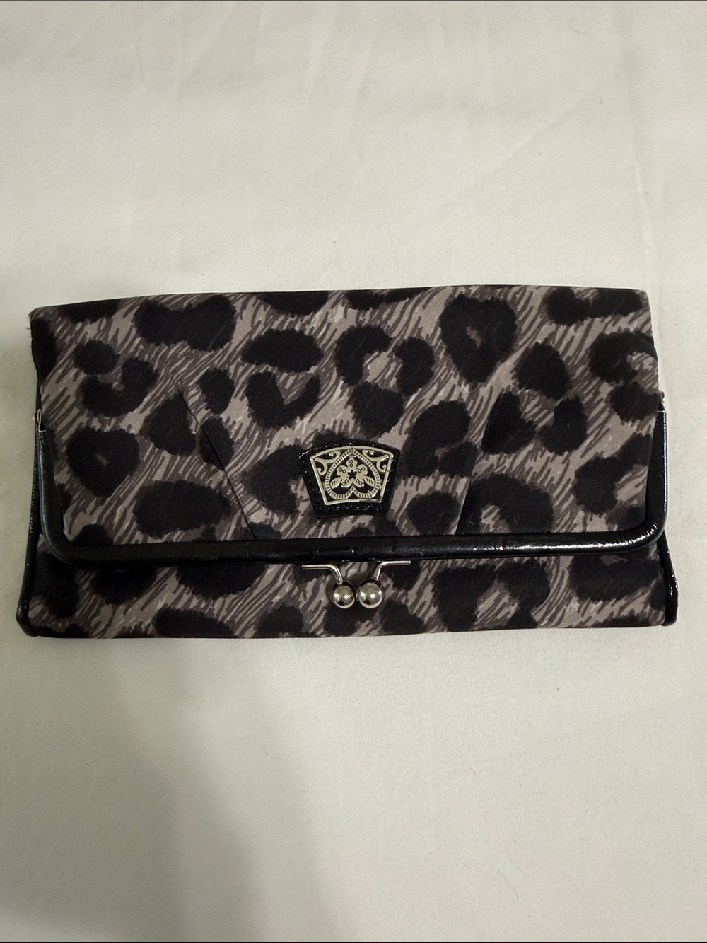 Brighton Leopard-Print Foldover Clutch - Black & Gray